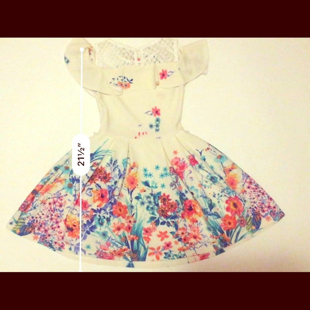 Girls Knit Works White Floral Spring Dress Sz 6